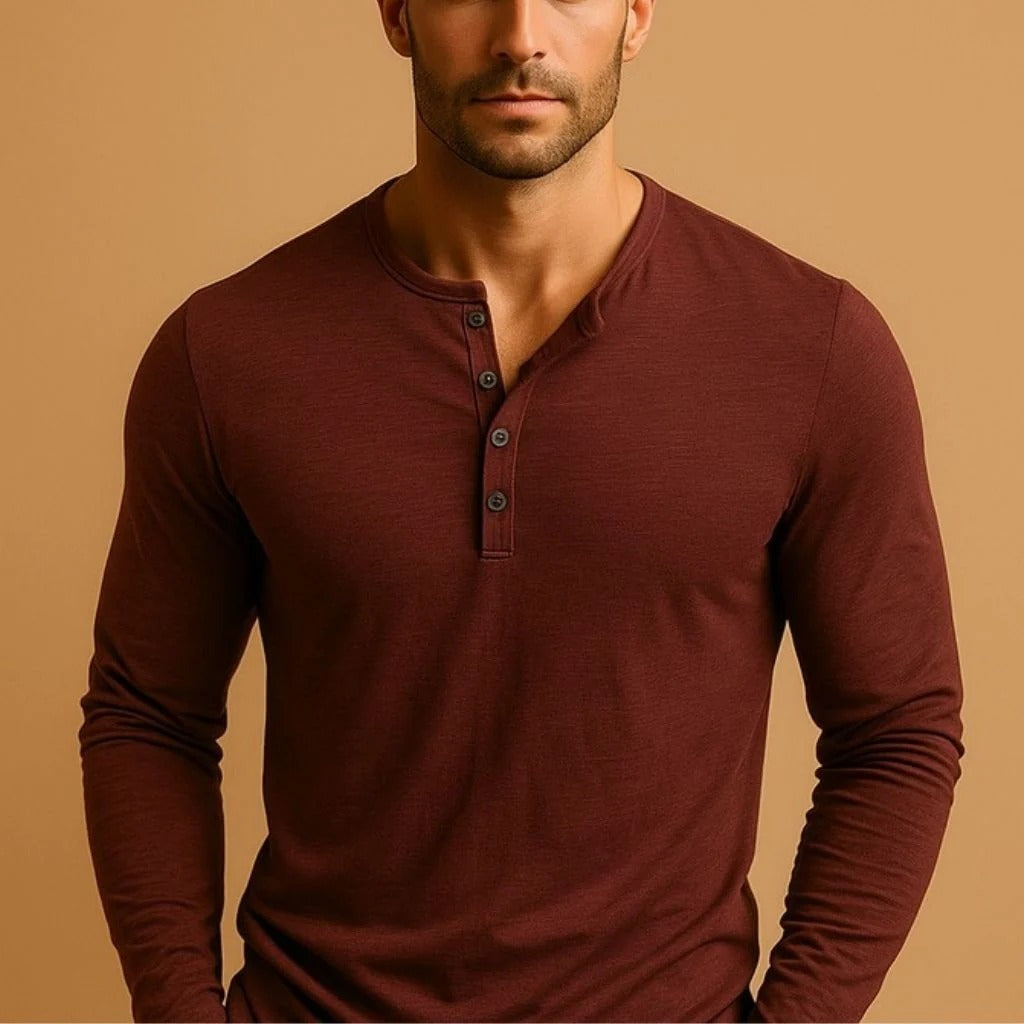 Henley Long Sleeve Shirt for Men