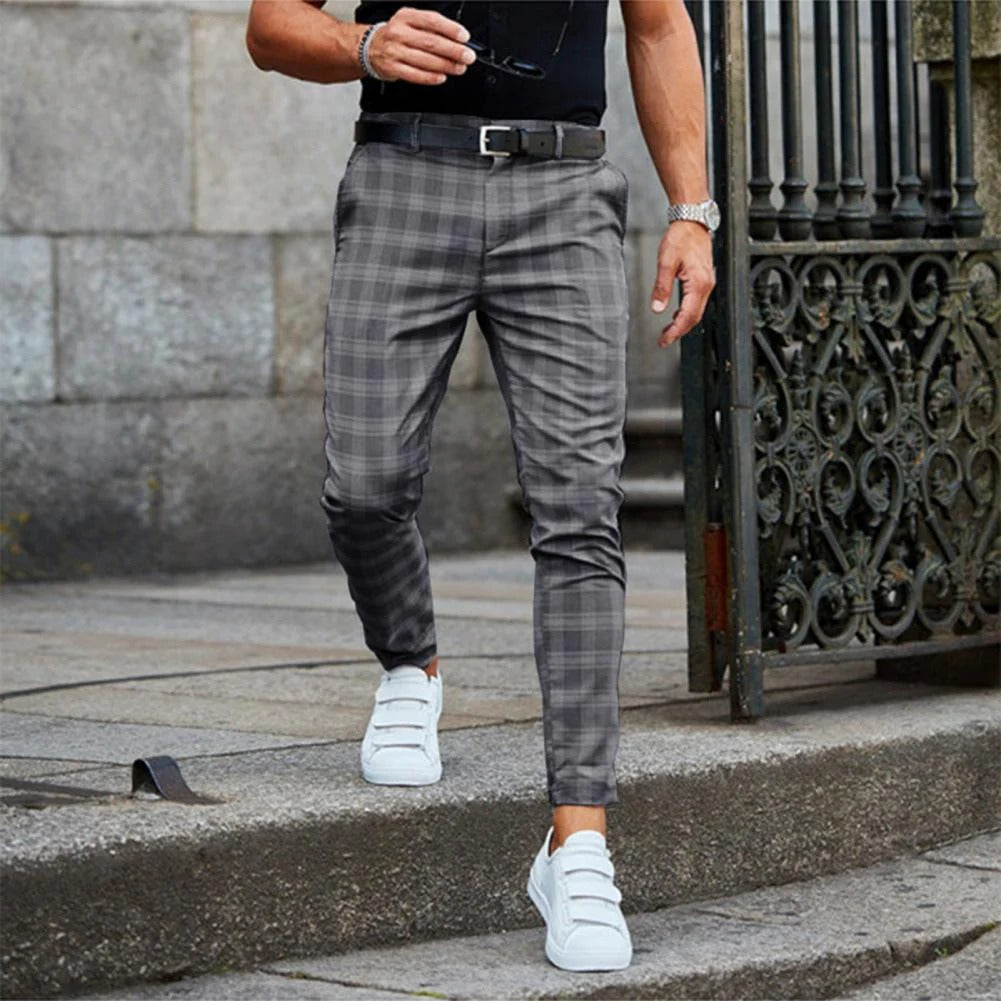 Geruite slim fit zakelijke broek voor heren