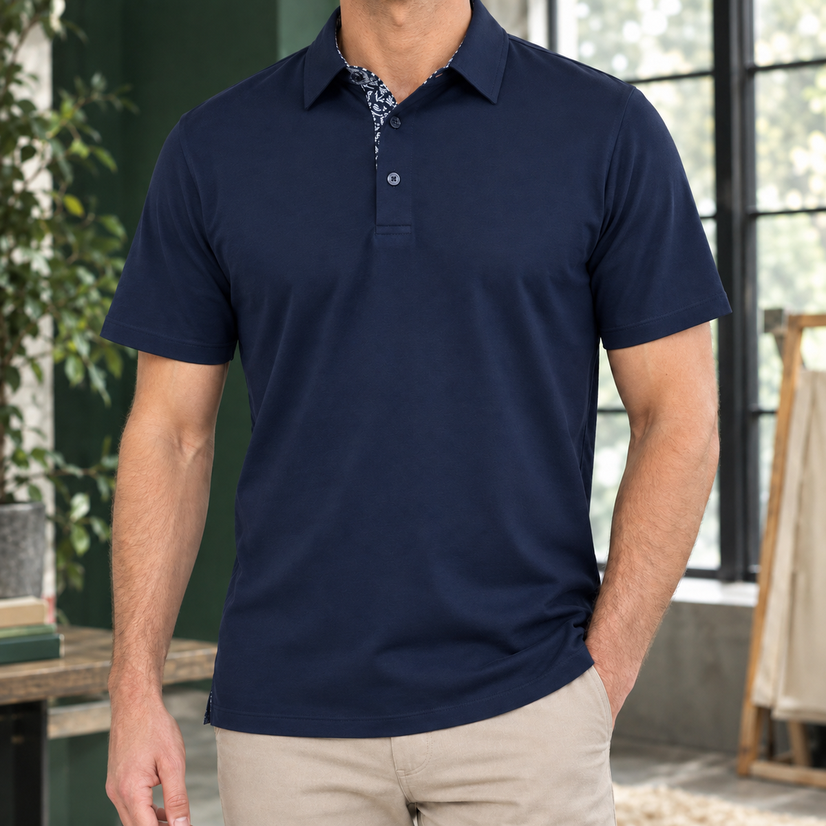 POLO À COL MOTIF POUR HOMMES