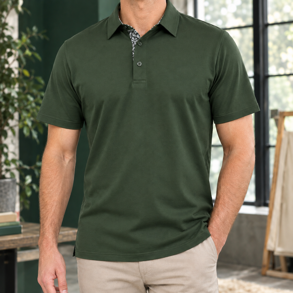 POLO À COL MOTIF POUR HOMMES