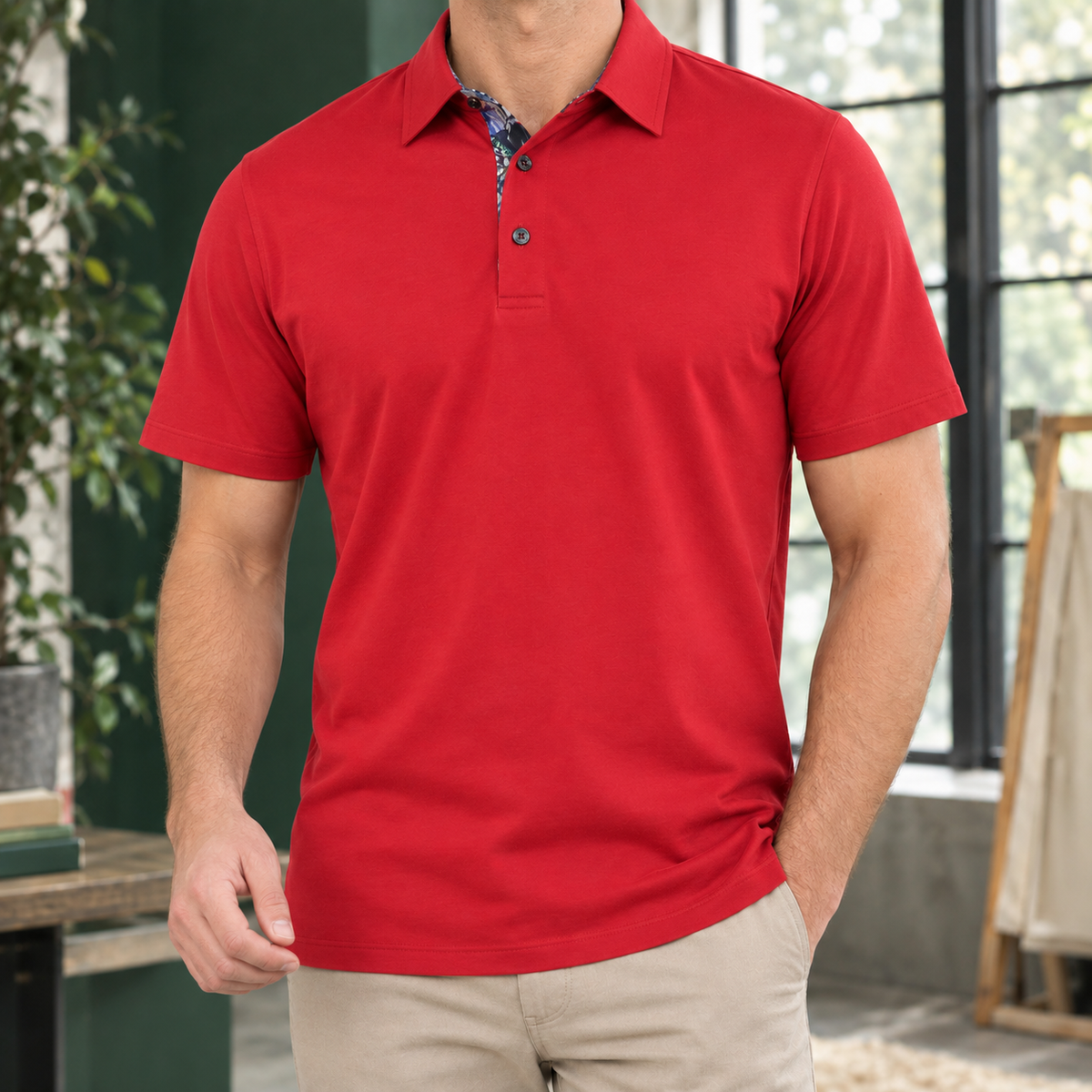 POLO À COL MOTIF POUR HOMMES