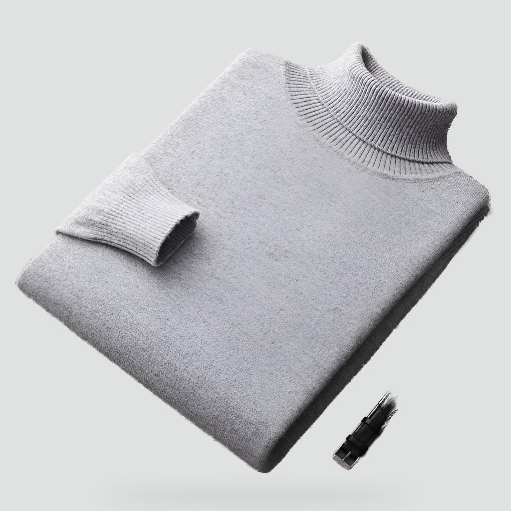 Pull Col Montant Homme en Maille Côtelée