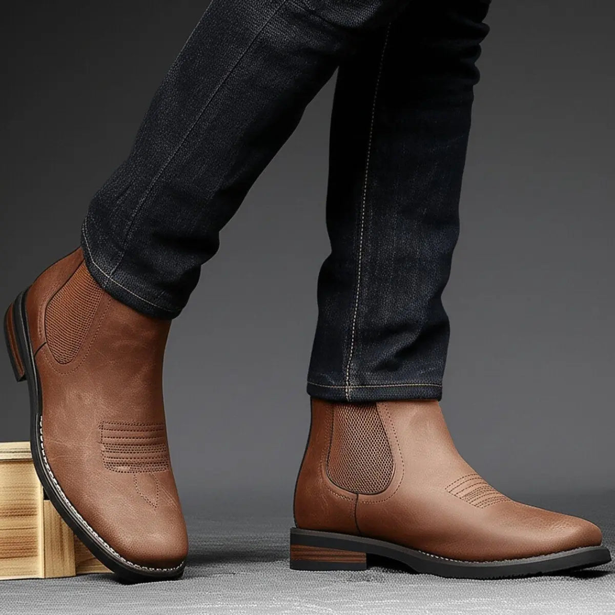 Boots Chelsea Homme Effet Cuir Marron