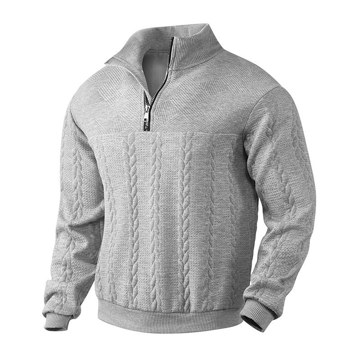 Alex | Klassischer Pullover mit Stehkragen und Reißverschluss