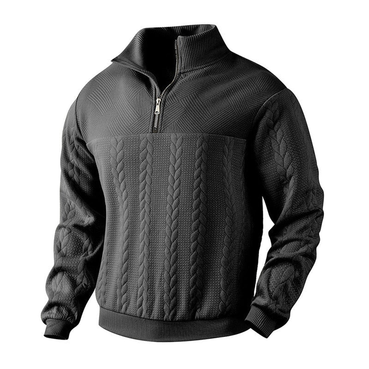 Alex | Klassischer Pullover mit Stehkragen und Reißverschluss