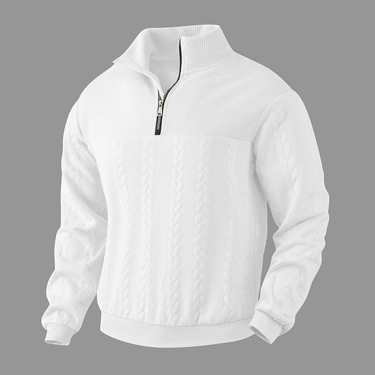 Alex | Klassischer Pullover mit Stehkragen und Reißverschluss