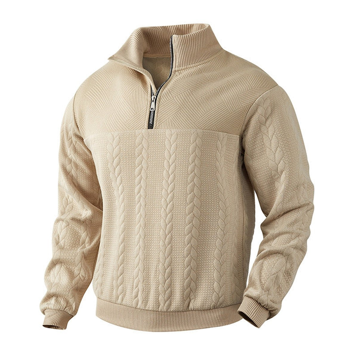 Alex | Klassischer Pullover mit Stehkragen und Reißverschluss