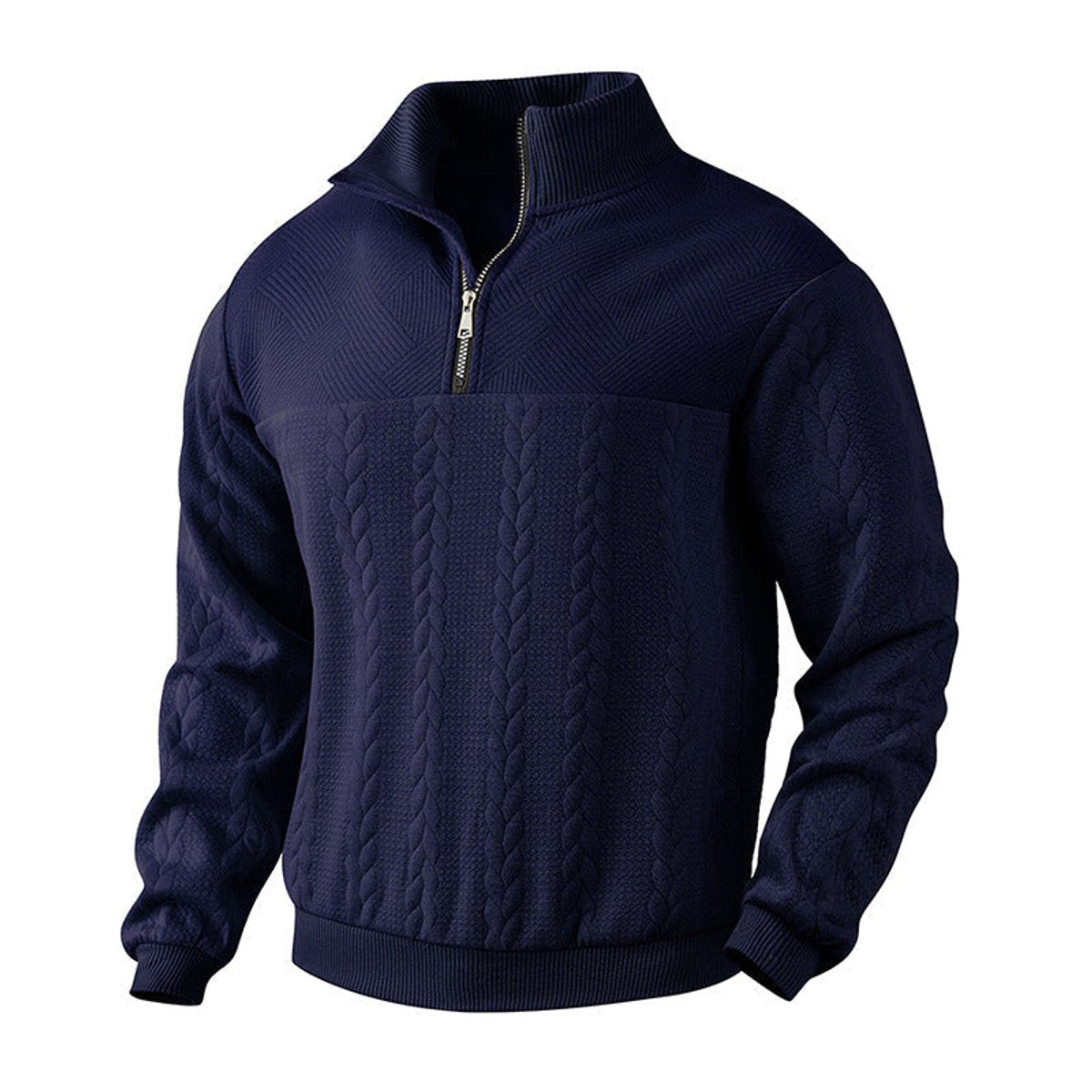 Alex | Klassischer Pullover mit Stehkragen und Reißverschluss