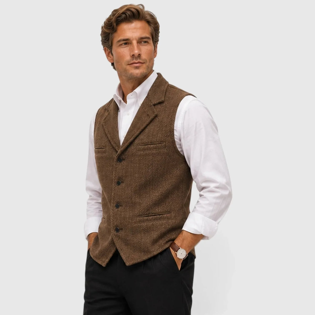 Gilet met herringbone patroon