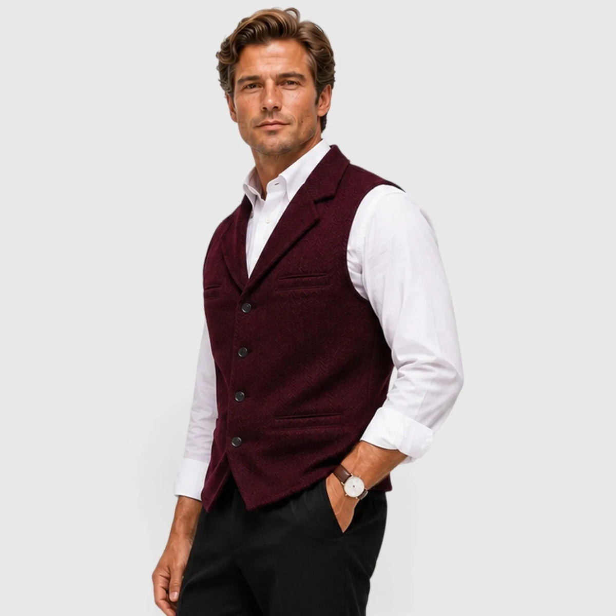 Gilet met herringbone patroon