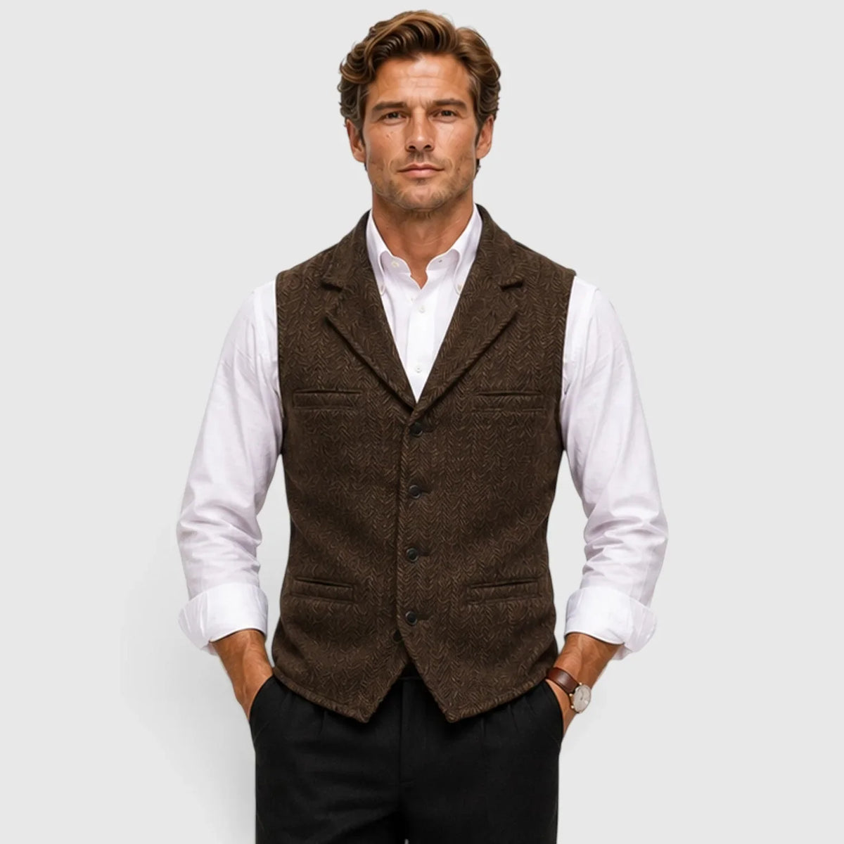 Gilet met herringbone patroon
