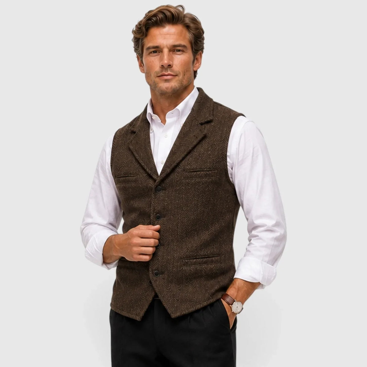 Gilet met herringbone patroon
