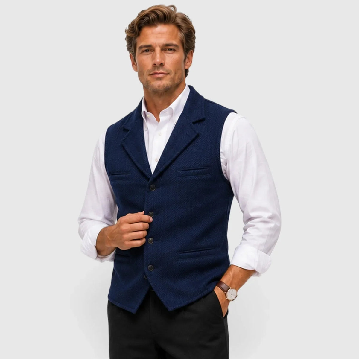 Gilet met herringbone patroon