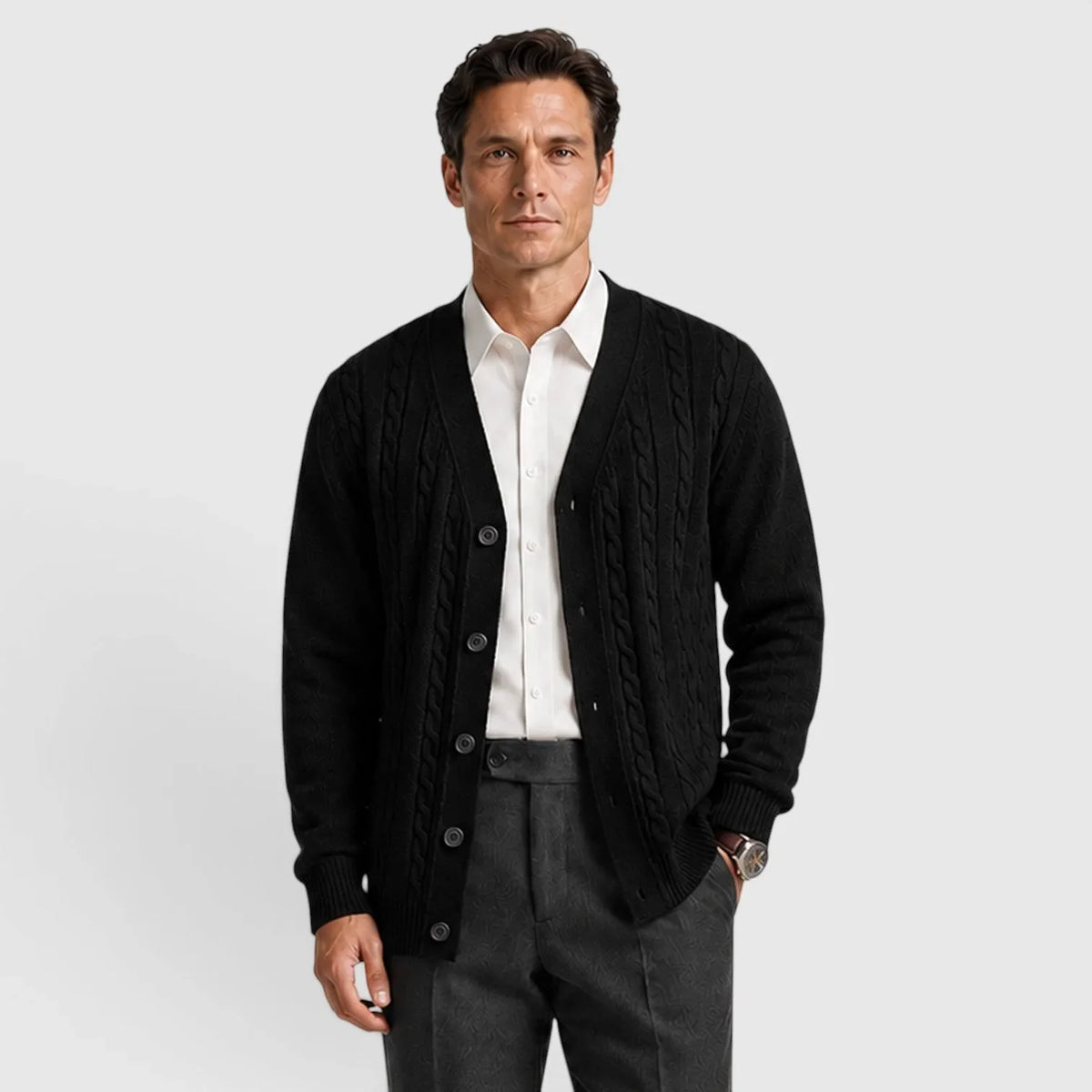 Cardigan torsadé boutonné homme
