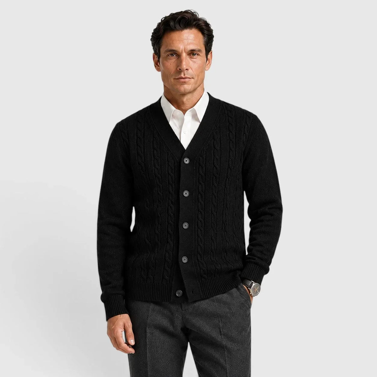 Cardigan torsadé boutonné homme