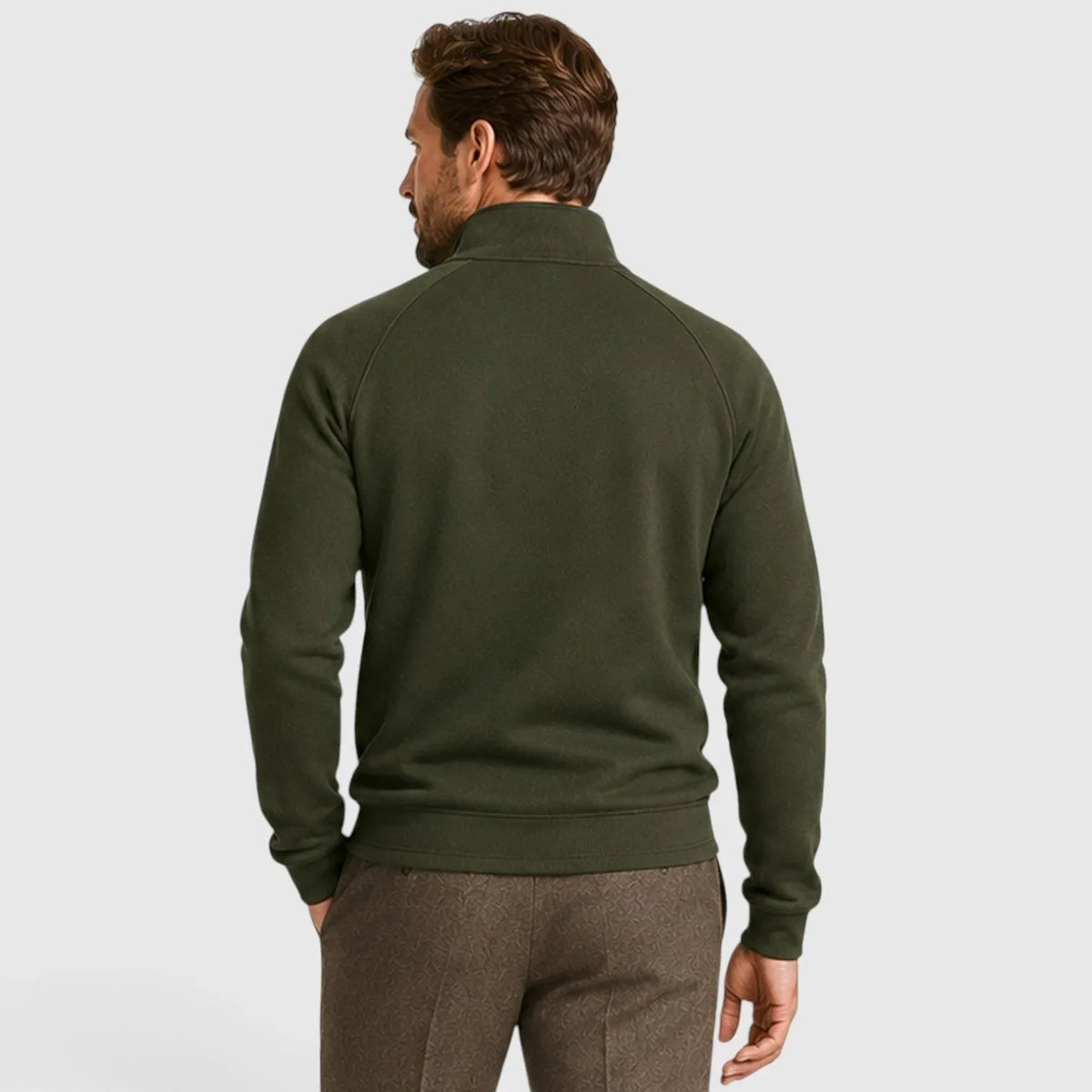 Pull Zippé Col Montant en Polaire, Coupe Ajustée