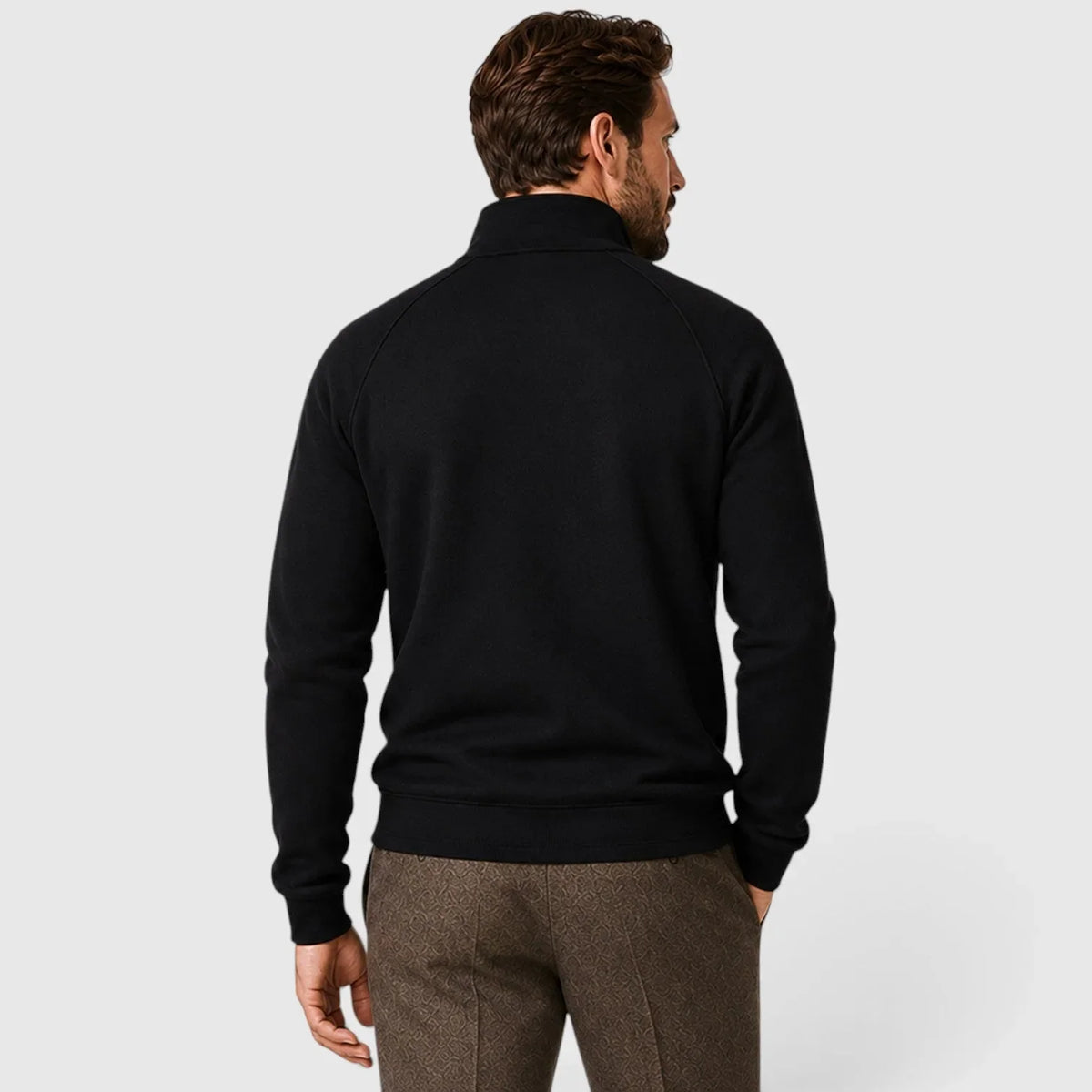 Zip-up fleece sweater met stand collar