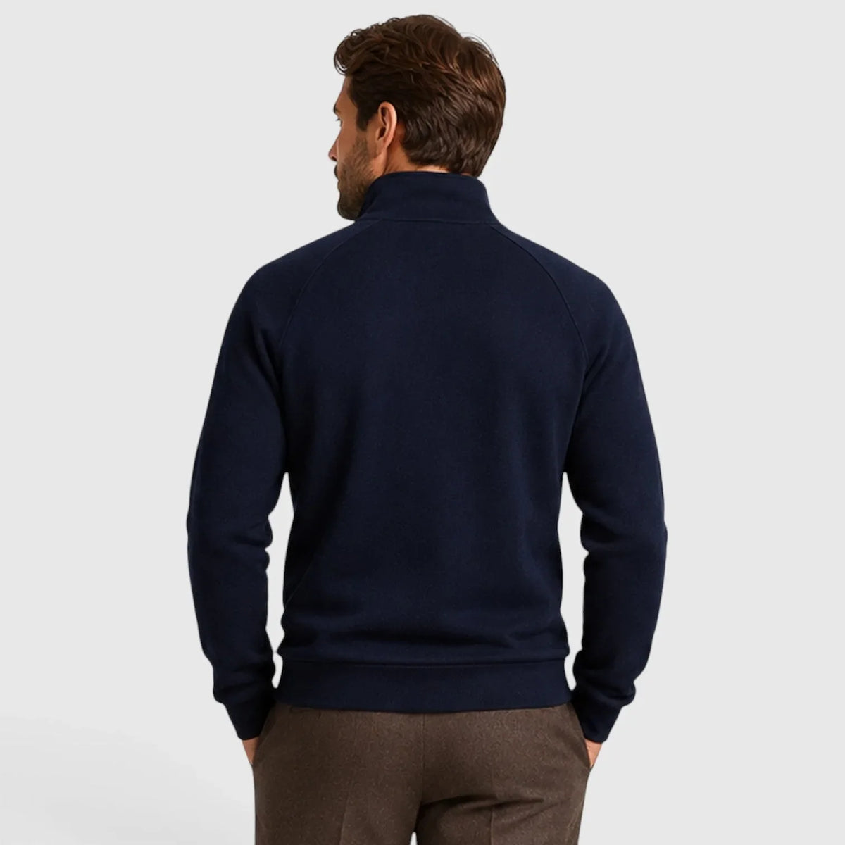 Zip-up fleece sweater met stand collar