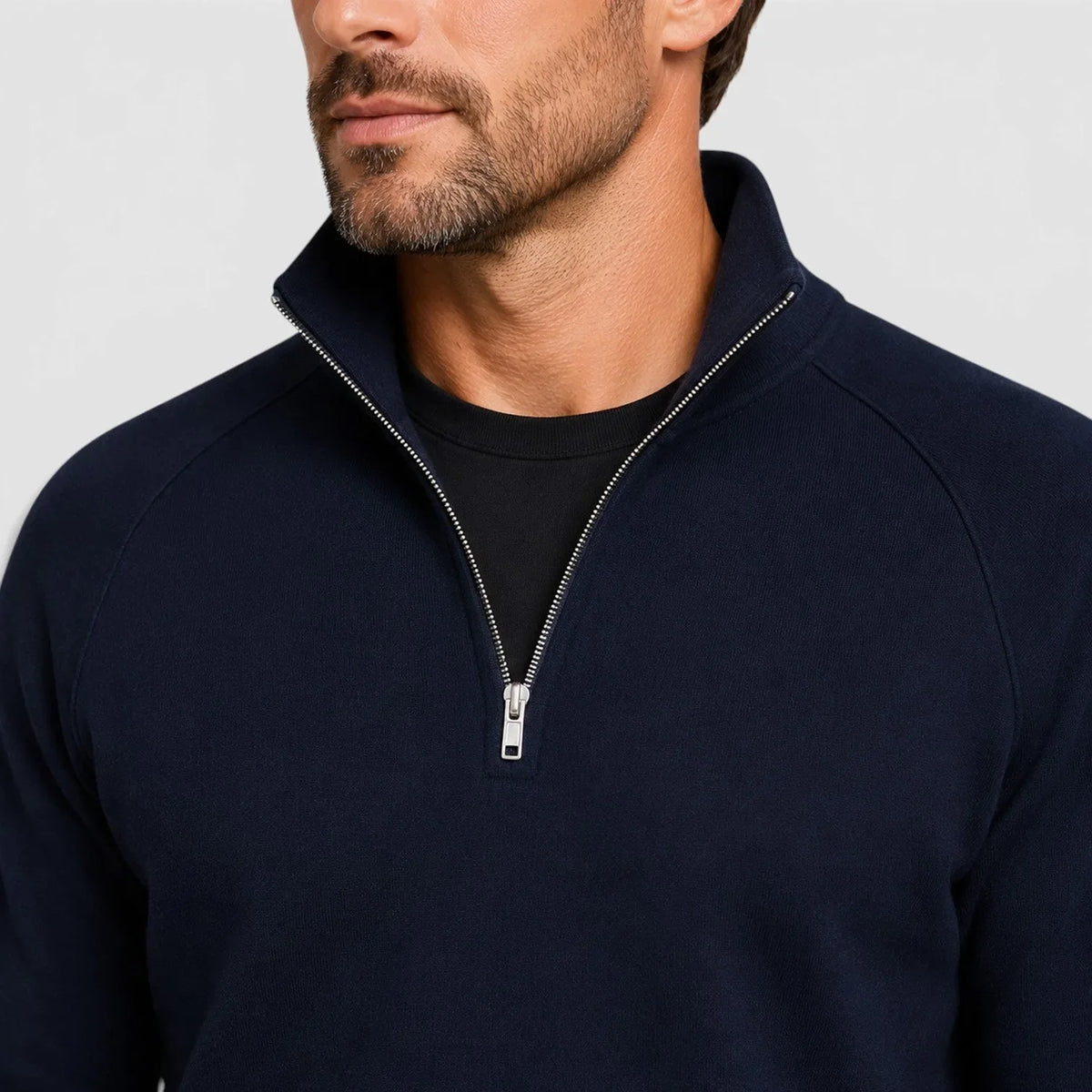 Zip-up fleece sweater met stand collar