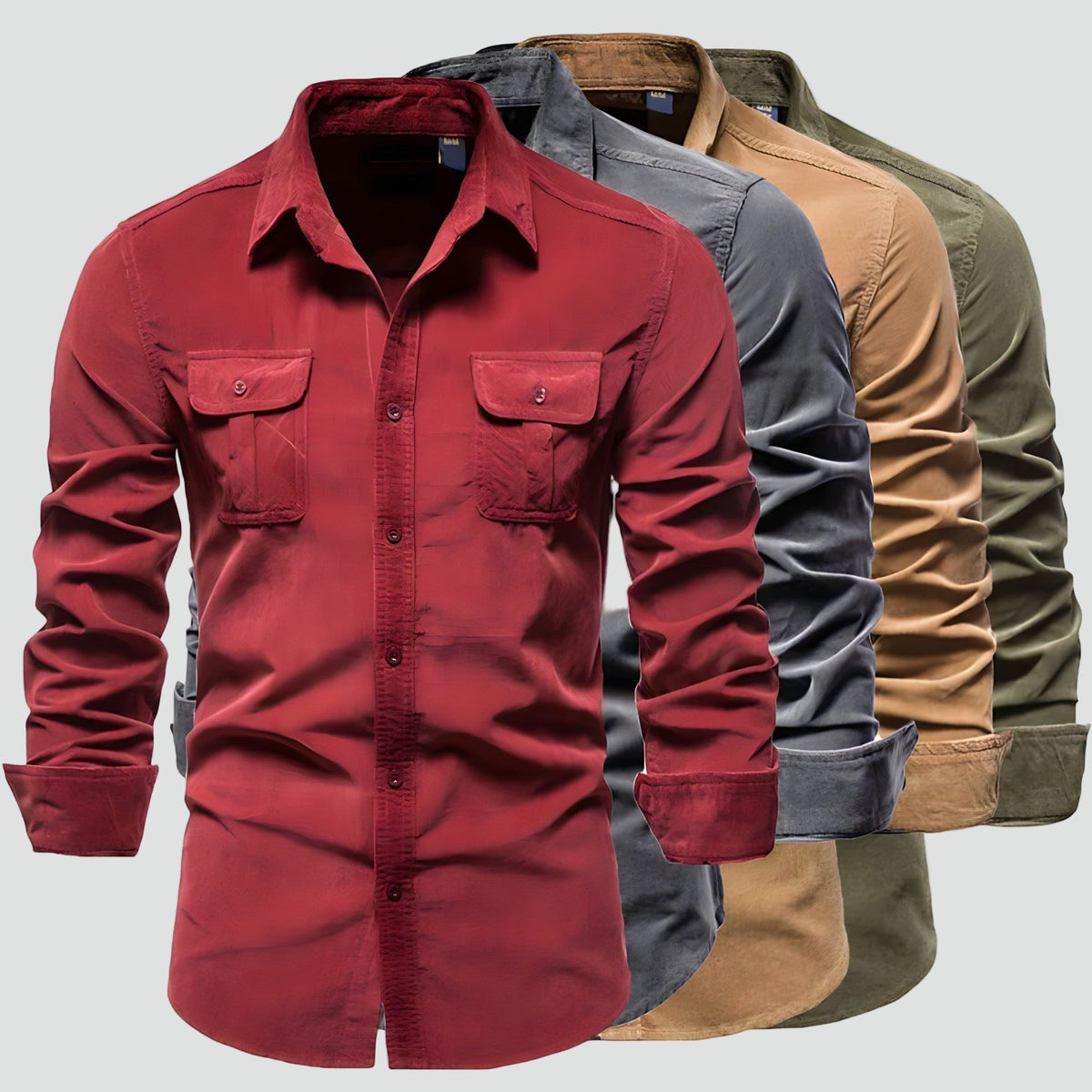 Heren Blouse met Lange Mouwen en Borstzakken
