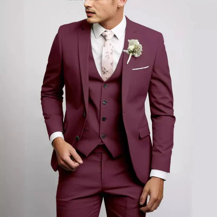 Slim fit pak heren 3-delig – outfit voor bruiloftsgasten
