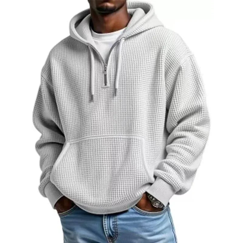 Hoodie met kwart rits en capuchon